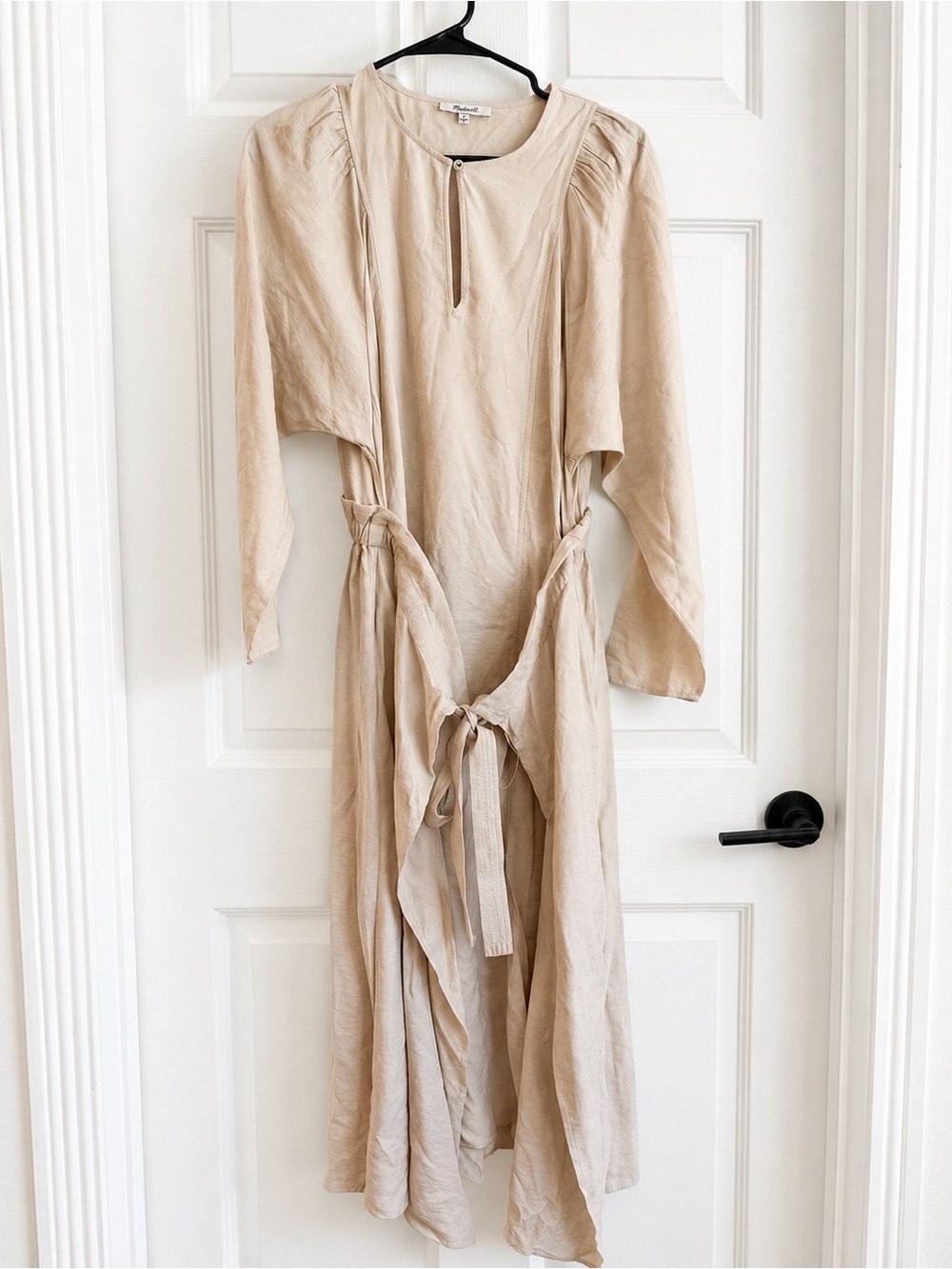 Madewell Neutral Beige Long Sleeve Midi Dress